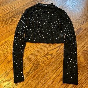 Jordyn Jagger Woman’s Black Long Sleeve Mesh Gem Top Size S